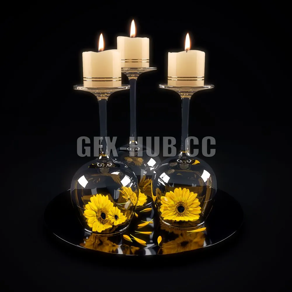 Decorative romantic candle 3D Model Decorative romantic candle 3D Model