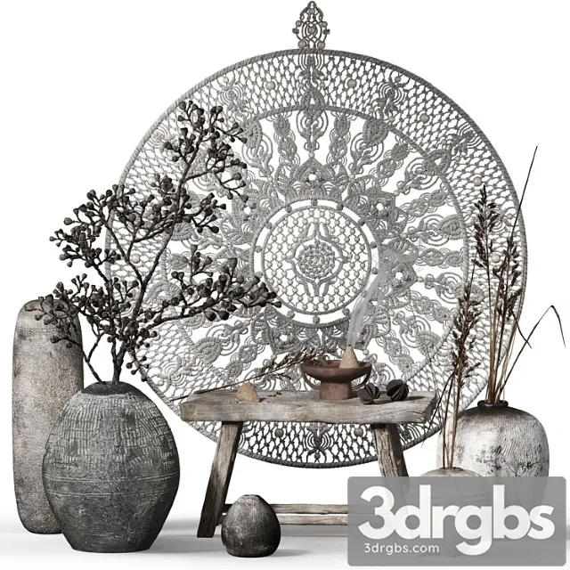 Decorative set 015 with macrame panno