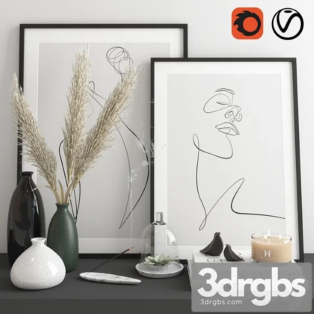 Decorative set 01_222 3D Model Download