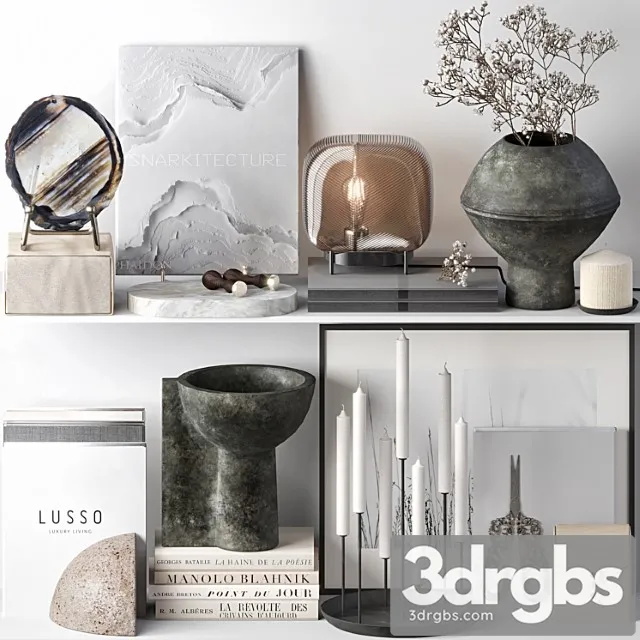 Decorative Set 020 With Gypsophila And Ceramic 3D Model Download