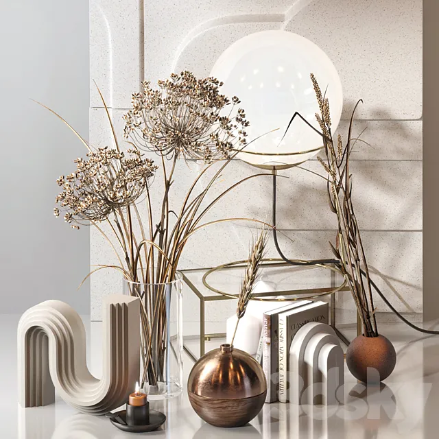 Decorative Set 04 with Carex Riparia and graceful Heracleum 3DModel