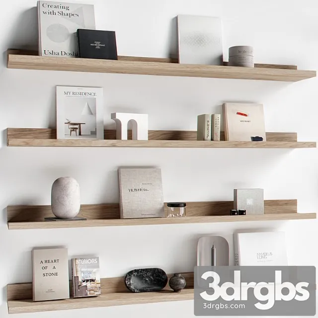 Decorative set 042 bookshelf 3D Model Download Decorative set 042 bookshelf 3D Model Download