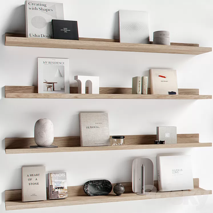 Decorative set 042 bookshelf 3D Model Free Download