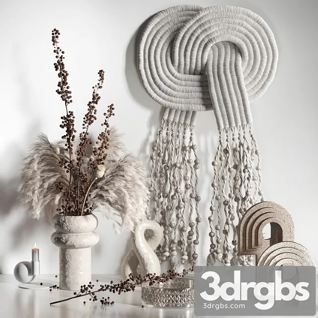 Decorative Set 05 with Macrame and Berry Branch 3D Model Download Decorative Set 05 with Macrame and Berry Branch 3D Model Download