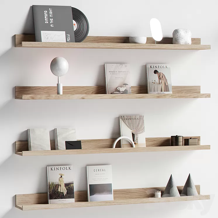 Decorative set 050 bookshelf 3D Model Free Download