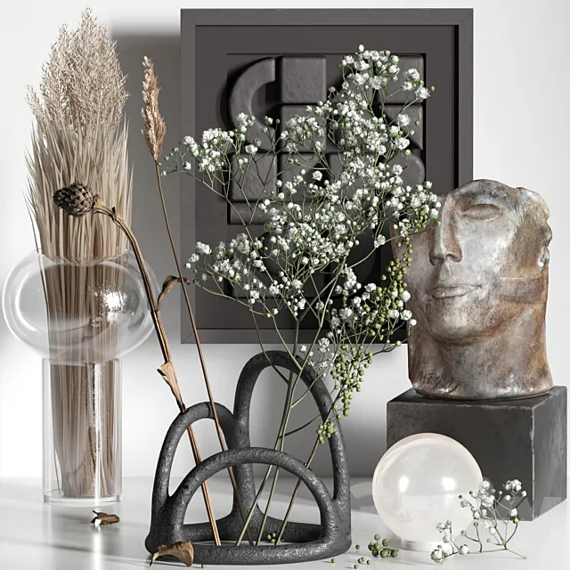 Decorative set 06 with Gypsophila and Manifesto 3DModel