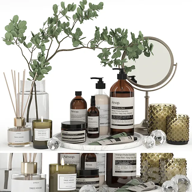 Decorative set 09 – Bathroom accessories 3D Model