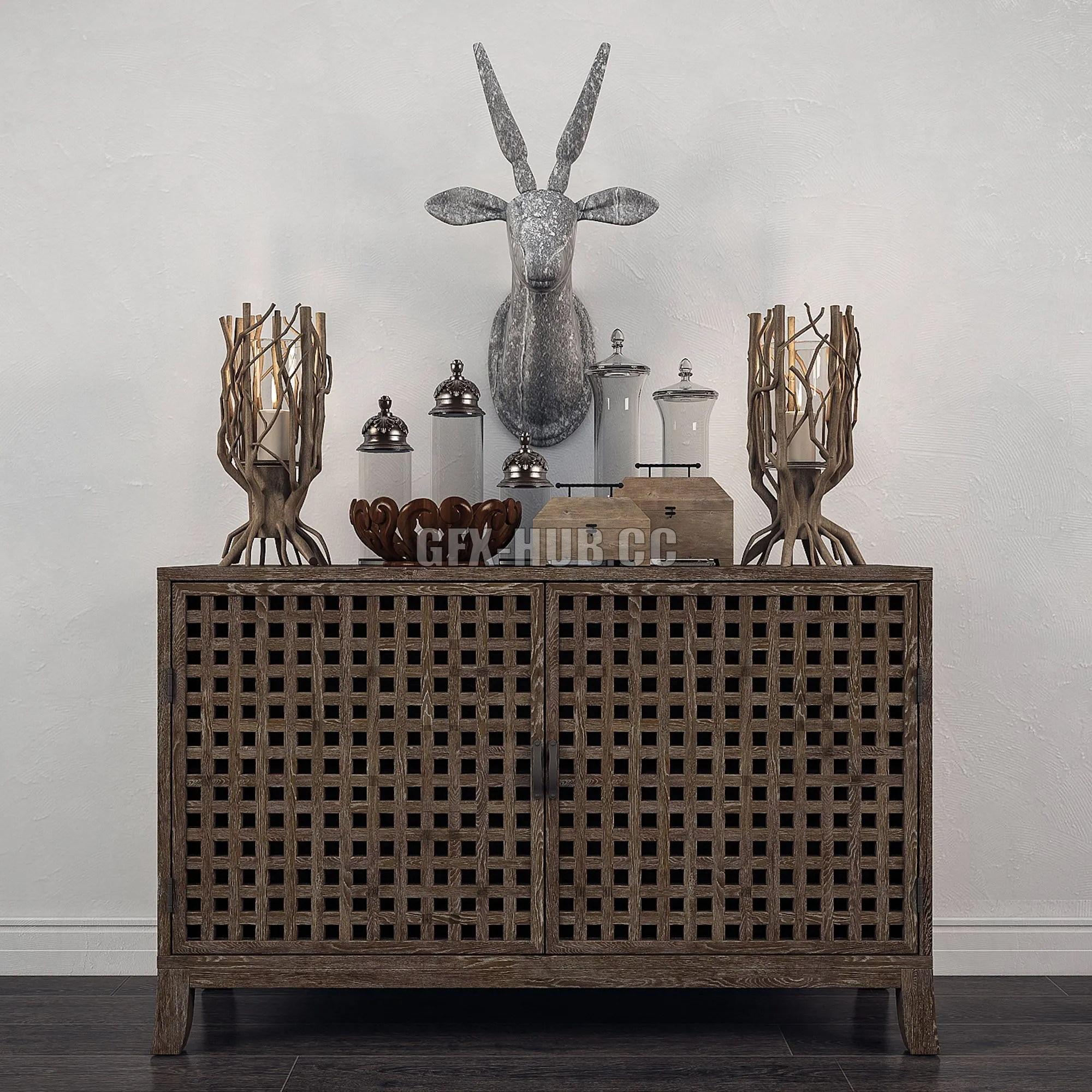 Decorative set 1 with chest of drawer 3D Model