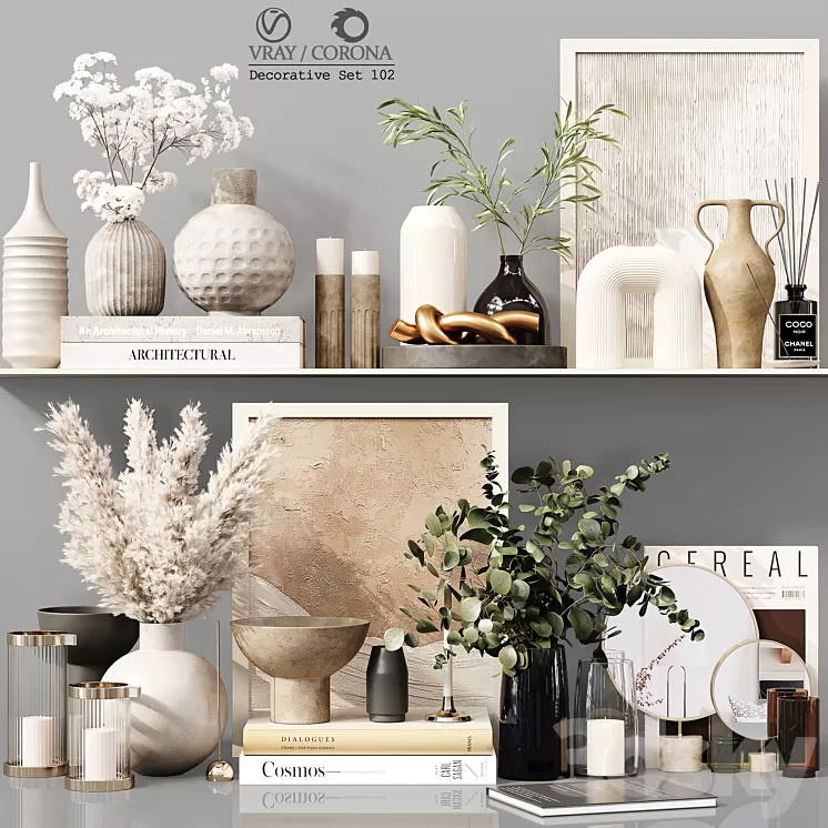 Decorative Set 102 3D Model Free Download