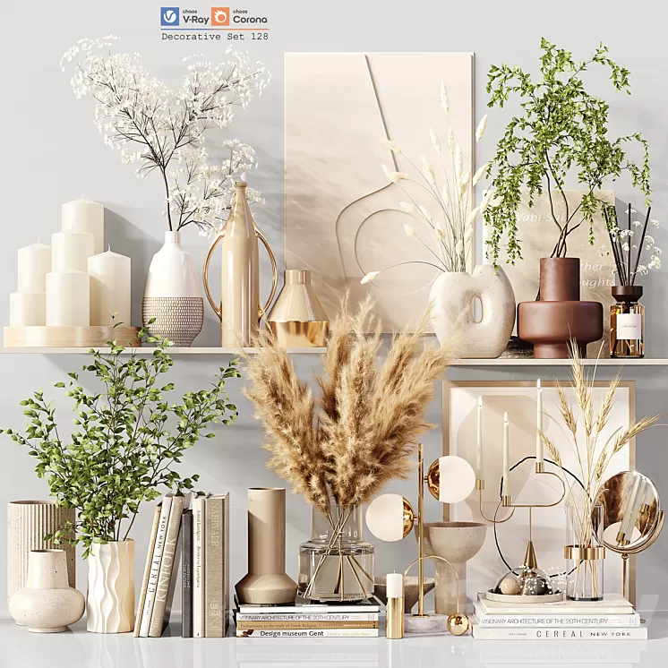 Decorative Set 128 3D Model Free Download