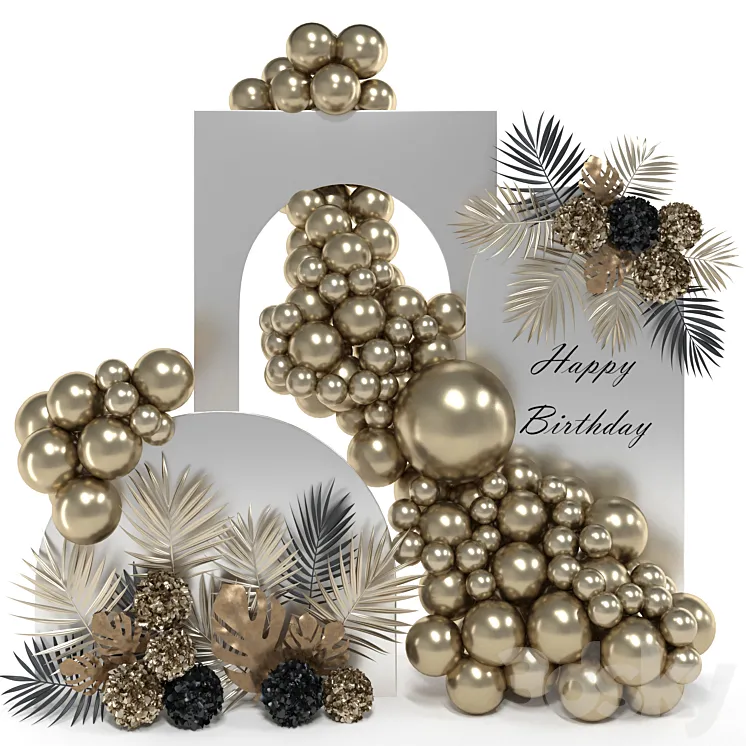 Decorative Set 24 – Birthday set 3D Model Free Download