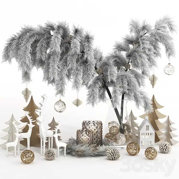 Decorative set 28 – Christmas Decoration 3D Model Free Download