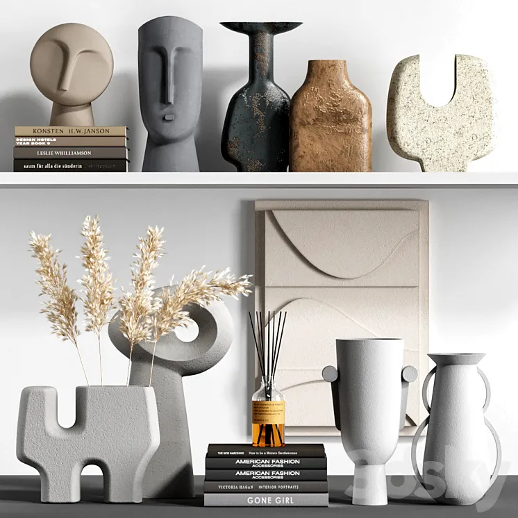 Decorative set 31 with panels vases and other decor 3D Model Free Download Decorative set 31 with panels vases and other decor 3D Model Free Download