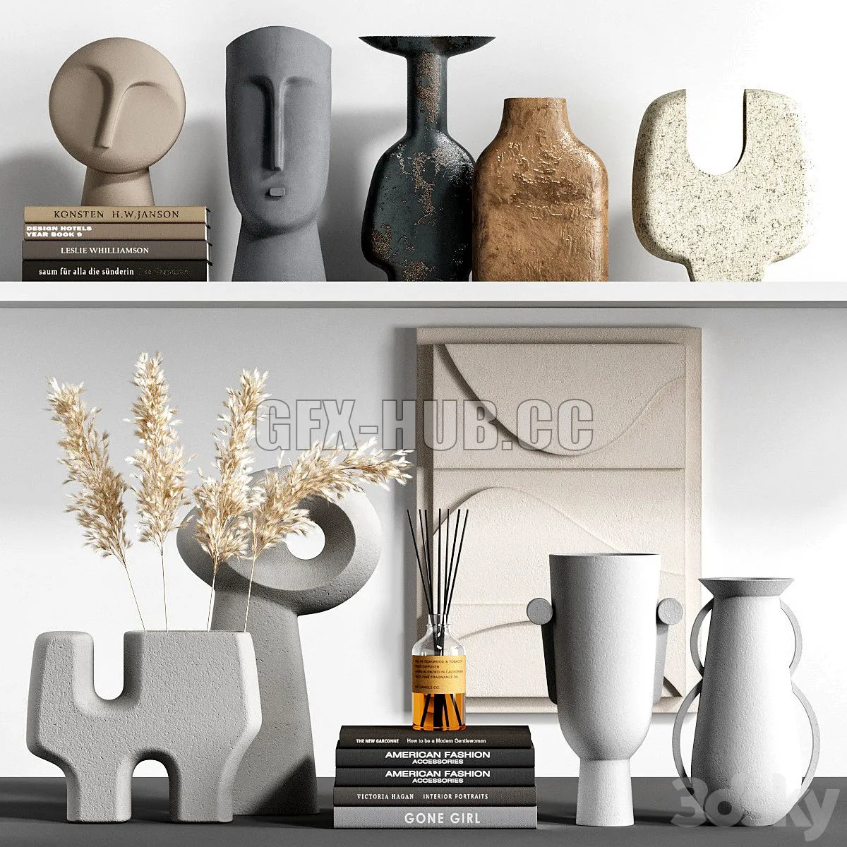 Decorative set 31 with panels vases and other decor 3D Model