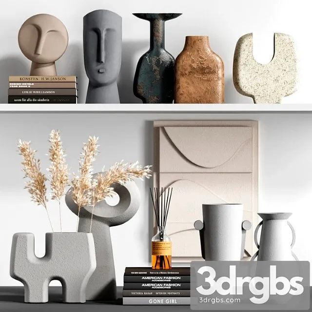 Decorative set 31, with panels, vases and other decor