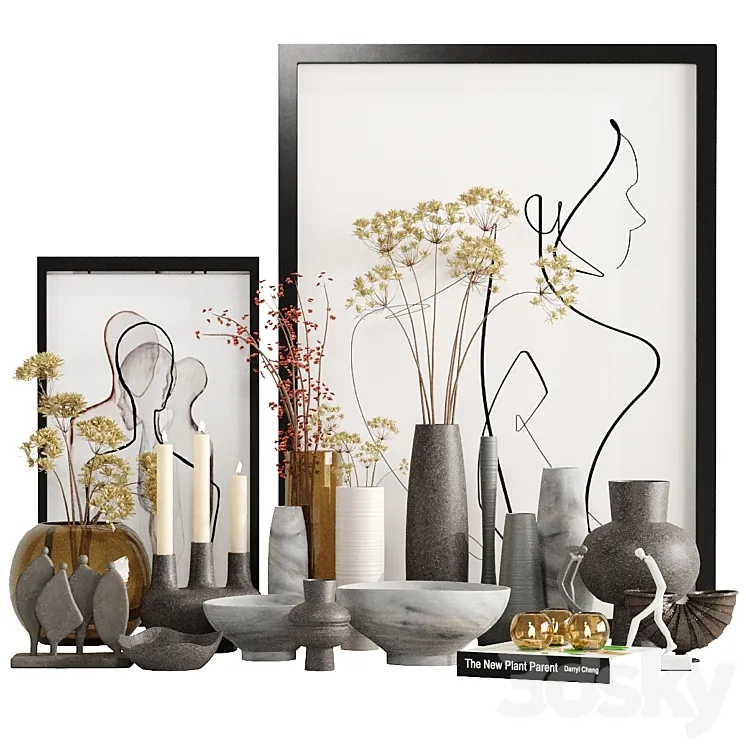 Decorative Set 5 3D Model Free Download