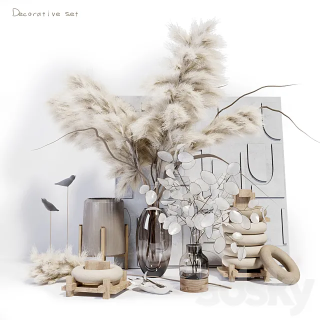 Decorative set _ Beige 3D Model
