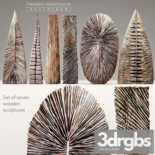 Decorative set A set of wooden sculptures thierry martenon figurine carving abstraction modern art art round wall 3D Model Download Decorative set A set of wooden sculptures thierry martenon figurine carving abstraction modern art art round wall 3D Model Download