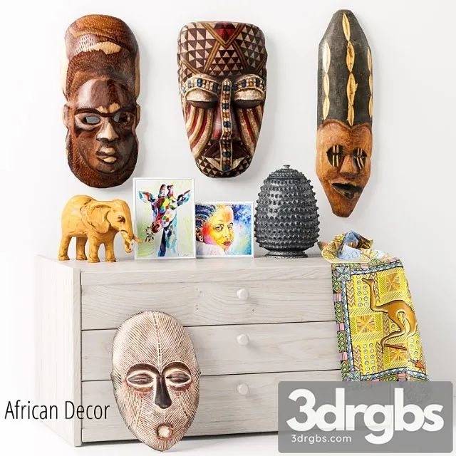 Decorative set African masks – decorative set 1 3D Model Download Decorative set African masks – decorative set 1 3D Model Download