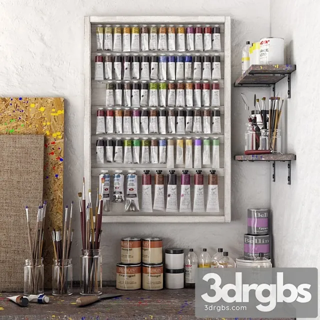 Decorative set Art workshop 3D Model Download Decorative set Art workshop 3D Model Download