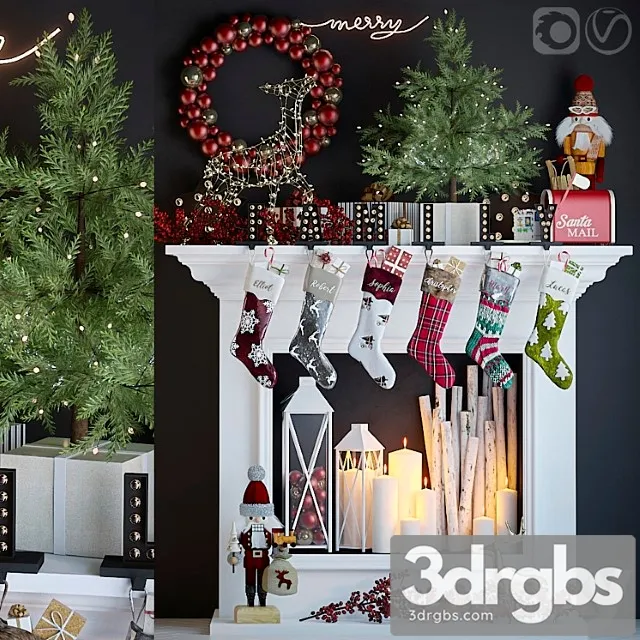 Decorative set Artificial fireplace with christmas decoration 5 3D Model Download Decorative set Artificial fireplace with christmas decoration 5 3D Model Download