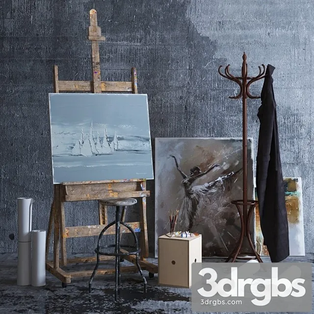 Decorative set Artist& 3D Model Download Decorative set Artist& 3D Model Download