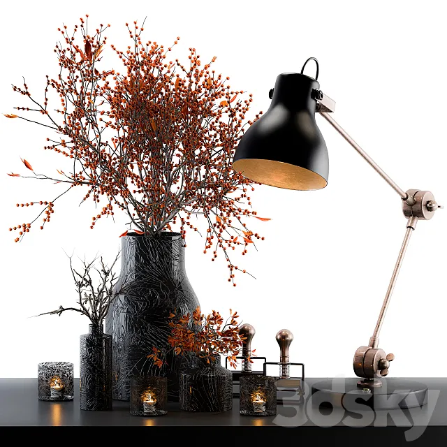 Decorative Set Berry and Branches 3D Model Decorative Set Berry and Branches 3D Model