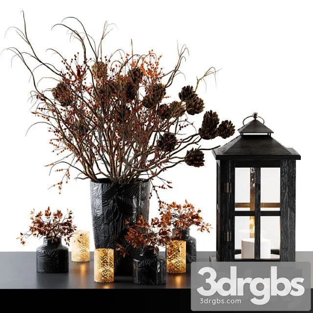 Decorative set berry and branches with lantern 3D Model Download Decorative set berry and branches with lantern 3D Model Download