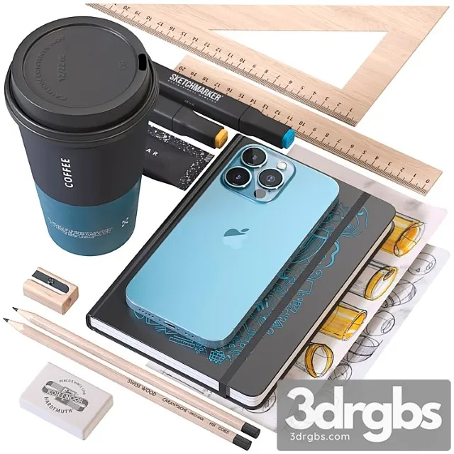 Decorative set Blue iphone decorative set 3D Model Download Decorative set Blue iphone decorative set 3D Model Download