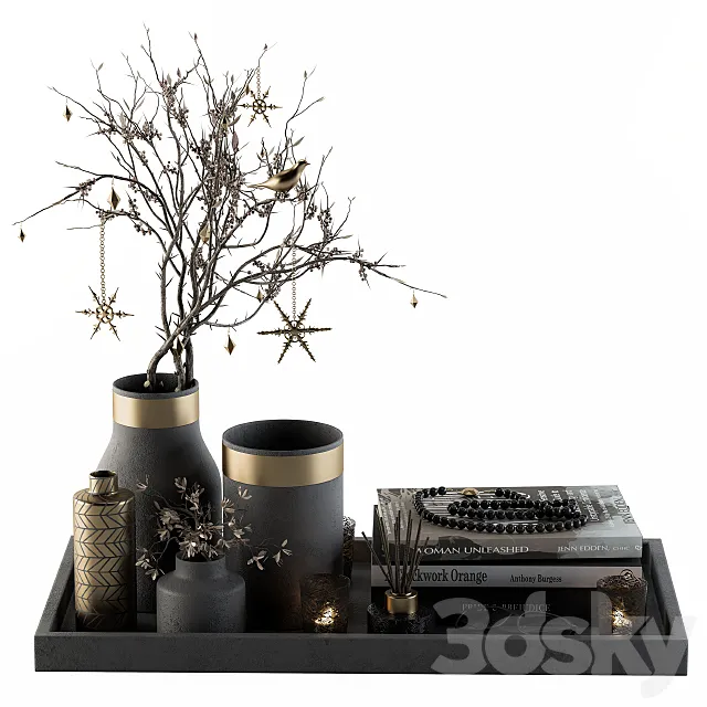 Decorative Set Bouquet in Tray – Set 41 3D Model