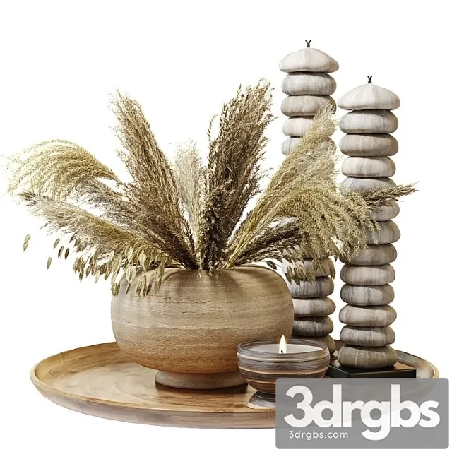 Decorative set Bouquet of dry grass in a clay vase 3D Model Download Decorative set Bouquet of dry grass in a clay vase 3D Model Download