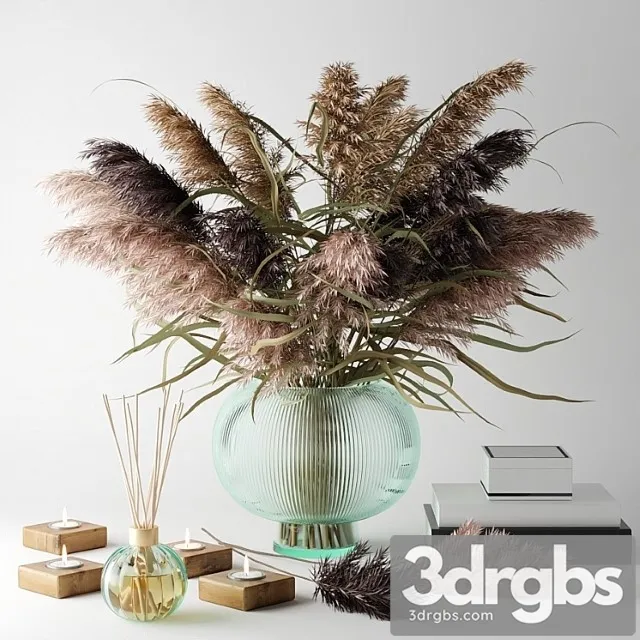 Decorative set Bouquet of dry grass in a glass vase 2 3D Model Download Decorative set Bouquet of dry grass in a glass vase 2 3D Model Download