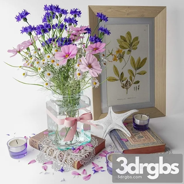 Decorative set Bouquet of wildflowers 3D Model Download Decorative set Bouquet of wildflowers 3D Model Download