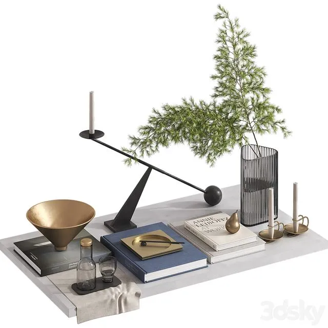 Decorative set by MENU SPACE with pine branches 3D Model