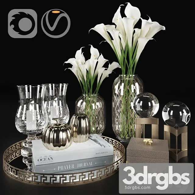 Decorative set Calla and candles 3D Model Download Decorative set Calla and candles 3D Model Download