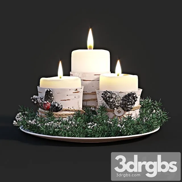 Decorative set Candles 3D Model Download