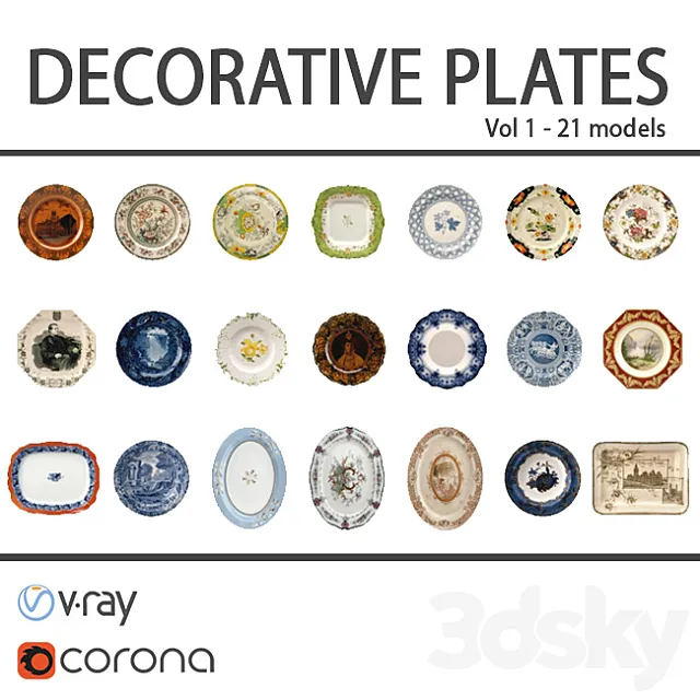 Decorative set – Chinese porcelain 3DModel Decorative set – Chinese porcelain 3DModel