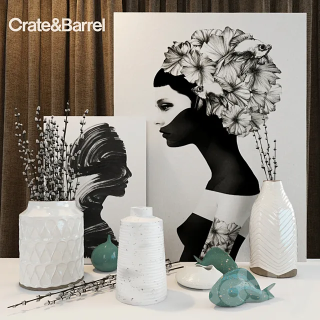 Decorative set Crate and Barrel 3D Model