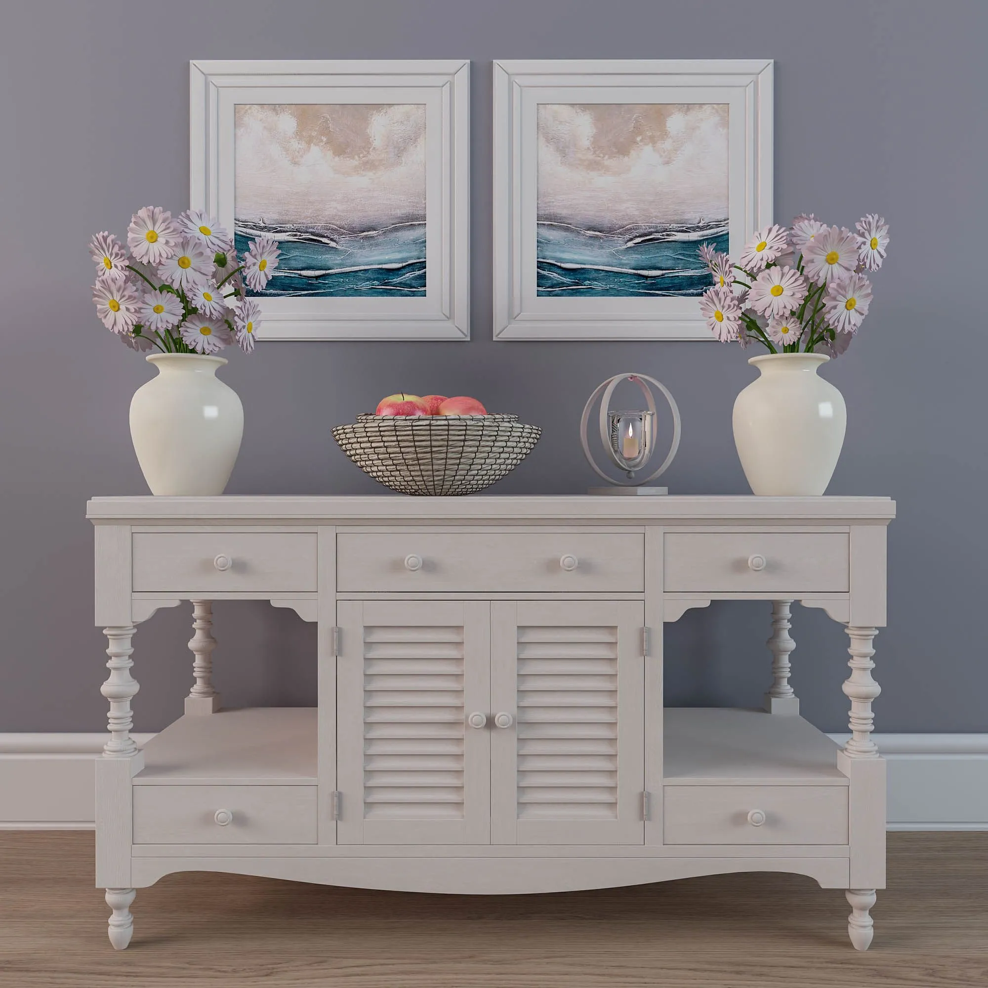 Decorative set decoration chest flowers picture 3D Model