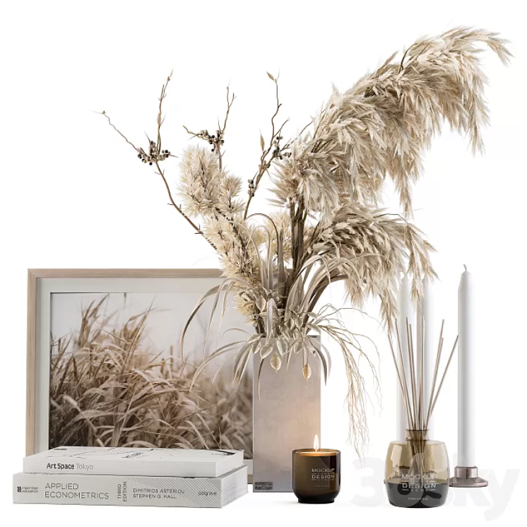 Decorative Set Dried Plants and Pampas – Set 46 3D Model