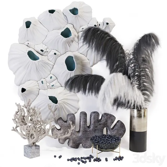Decorative set – feather 3D Model