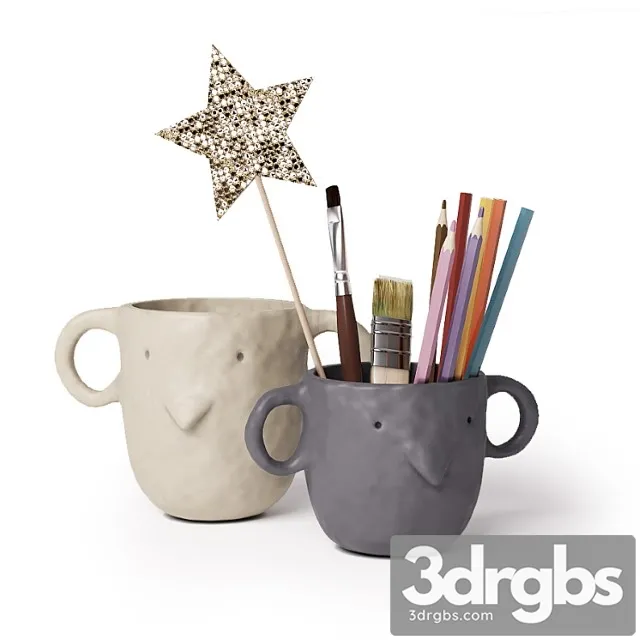 Decorative set Ferm living – mus plant pot 3D Model Download Decorative set Ferm living – mus plant pot 3D Model Download