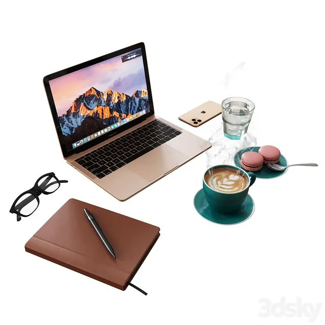 Decorative Set for a Cafe Table Kit1 3D Model