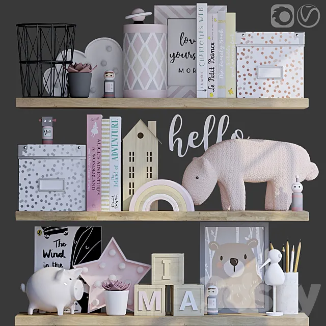 Decorative set for baby girl 3D Model Decorative set for baby girl 3D Model