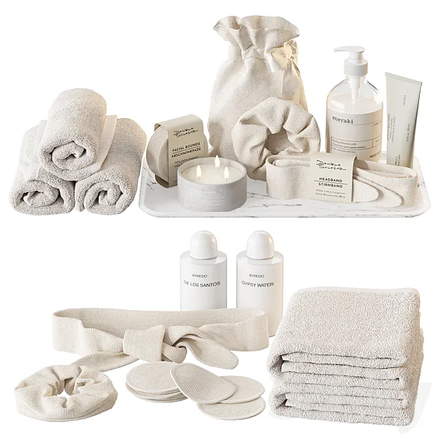 Decorative set for bathroom and spa 3D Model Decorative set for bathroom and spa 3D Model