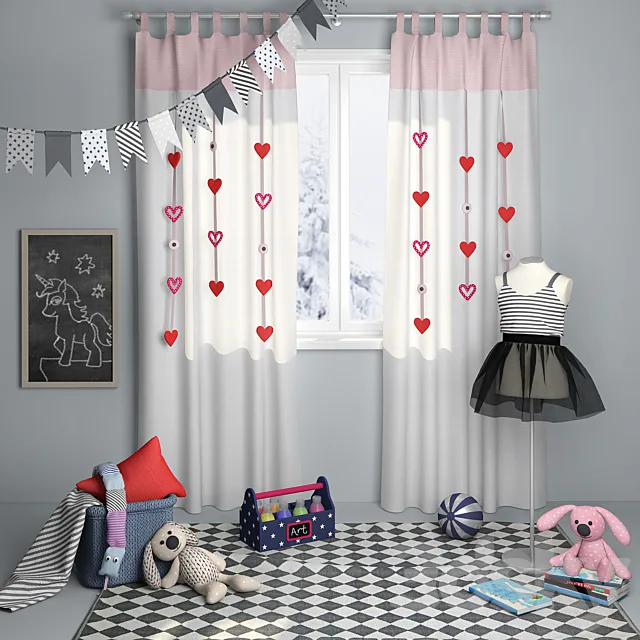 Decorative set for children’s room girls 3D Model