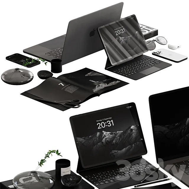 Decorative set for desktop 3D Model Decorative set for desktop 3D Model