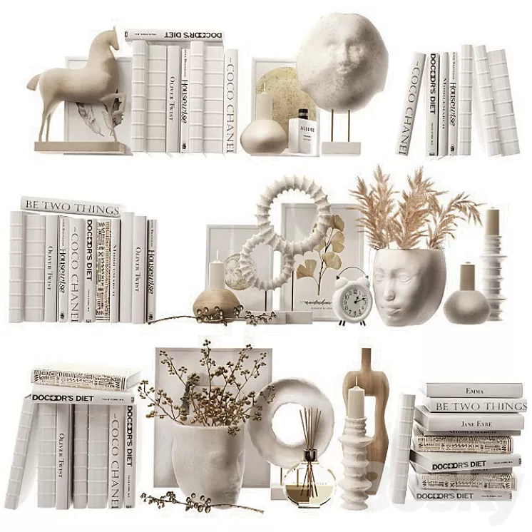 Decorative set for filling shelves 4 3D Model