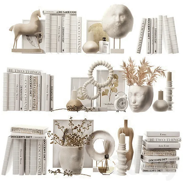 Decorative set for filling shelves 4 3DModel