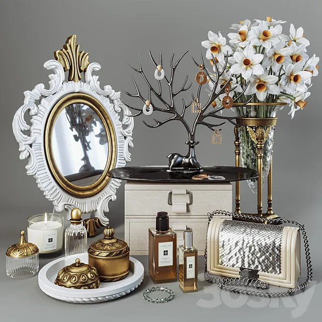Decorative set for ladies dressing table 3D Model